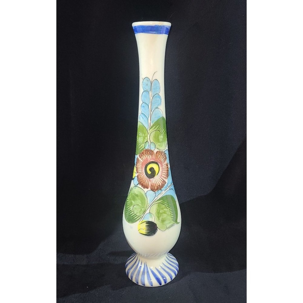 Tall Tonala art pottery vase hand painted